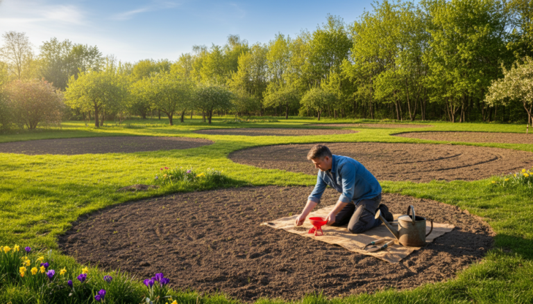 sejanje trave dvorište proleće