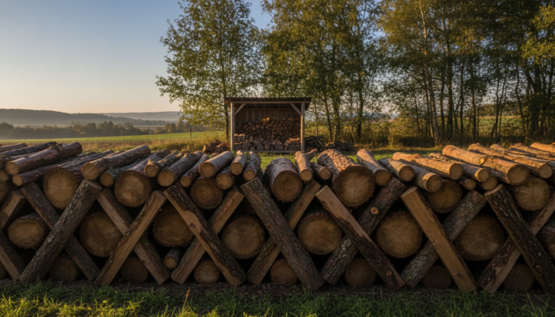 Skladištenje ogrevnog drveta na otvorenom