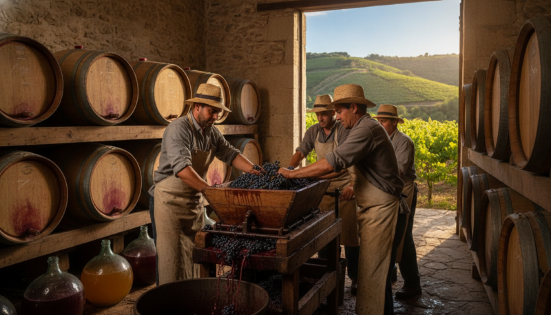 proces muljanja grožđa u vinariji